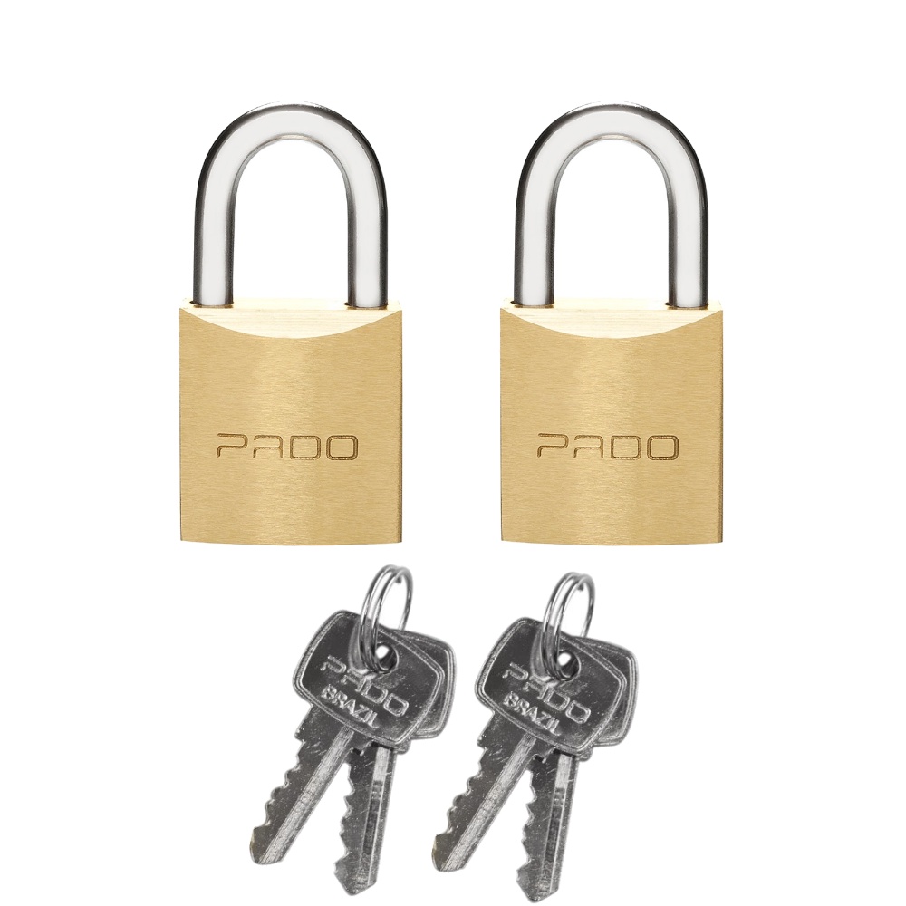 2 Cadeados Latão 30mm Mesmo Segredo 4 Chaves Pado Resistente
