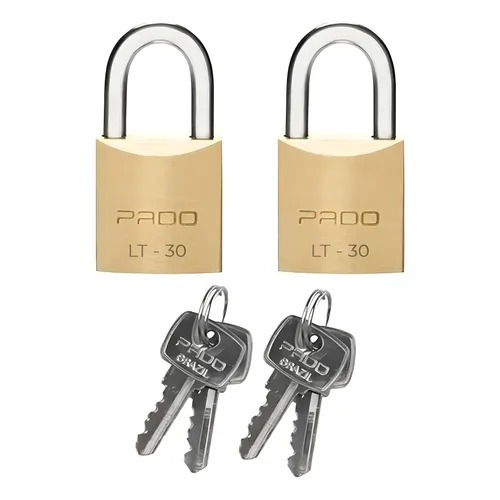 Cadeado Pado Kit Com 2 Unidades 30mm E 4 Chaves Iguais Mesmo Segredo