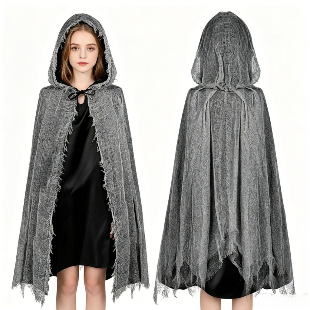 2026 Halloween Assustador Capa Com Capuz Para Adultos Mulheres Homens Bruxa Zumbi Diabo Cosplay Traje Manto Festa Adereç