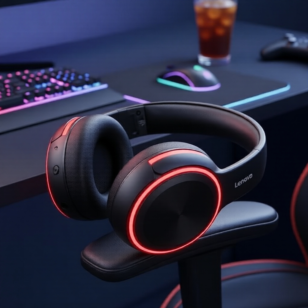 Fone de Ouvido Lenovo EB320 de Baixa Latência 45ms Bluetooth 5.4 40mm Cancelamento de Ruído para Jogos e Escritório