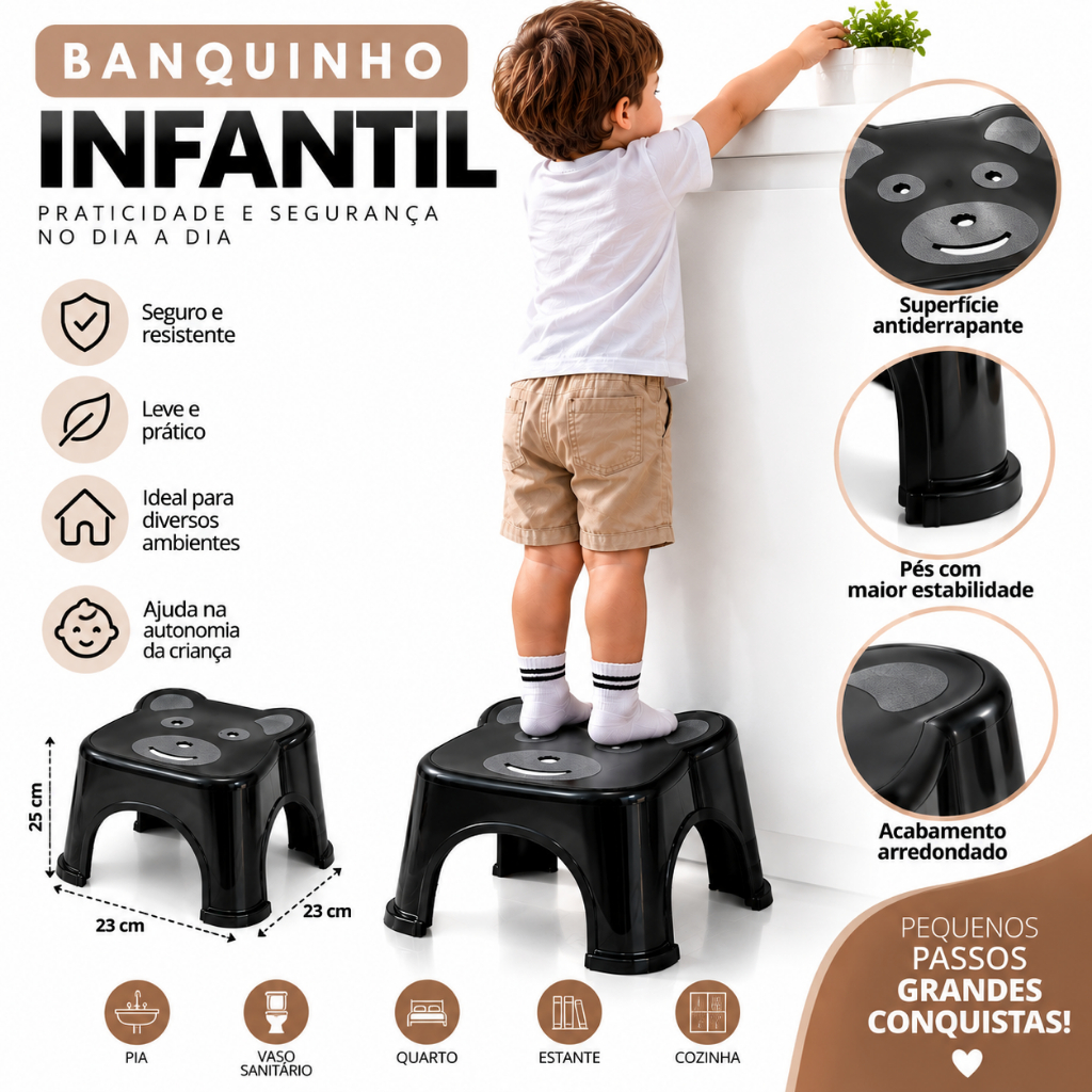 Kit 2/3/5 Banquinho Infantil Urso – Praticidade, Segurança e Conforto para os Pequenos 7 SEVEN