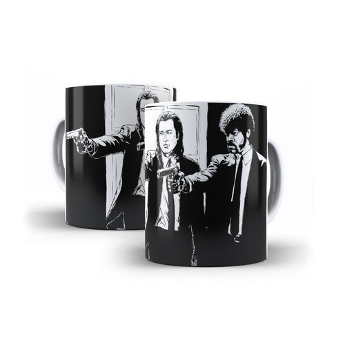 Caneca Branca de Cerâmica Pulp Fiction Quentin Tarantino Art Mod 12