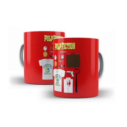 Caneca Branca de Cerâmica Pulp Fiction Quentin Tarantino Art Mod 09