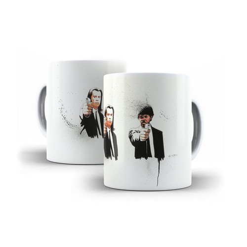 Caneca Branca de Cerâmica Pulp Fiction Quentin Tarantino Art Mod 06