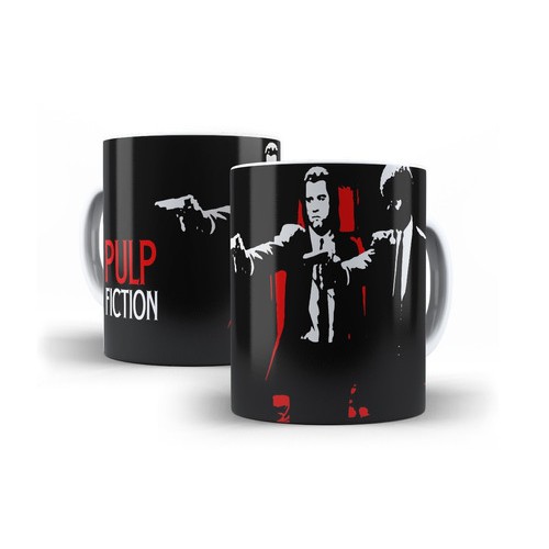 Caneca Branca de Cerâmica Pulp Fiction Quentin Tarantino Art Mod 05
