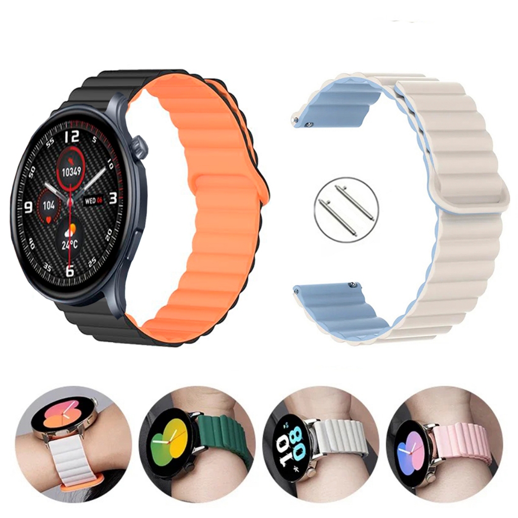 Pulseira 22mm de Silicone loop Magnética para Smartwatch Zeblaze Btalk 3 Pro