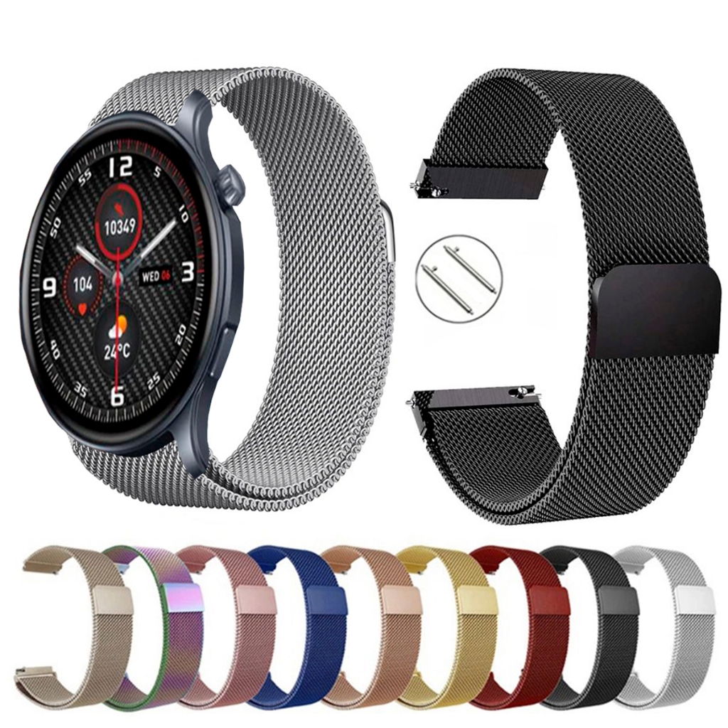 Pulseira de 22mm milanesa aço inox para Smartwatch Zeblaze Btalk 3 Pro de Engate Rapido
