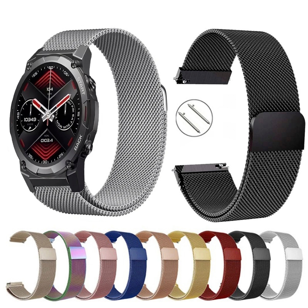Pulseira de 22mm milanesa aço inox para Zeblaze Vibe 7 PRO de Engate Rapido