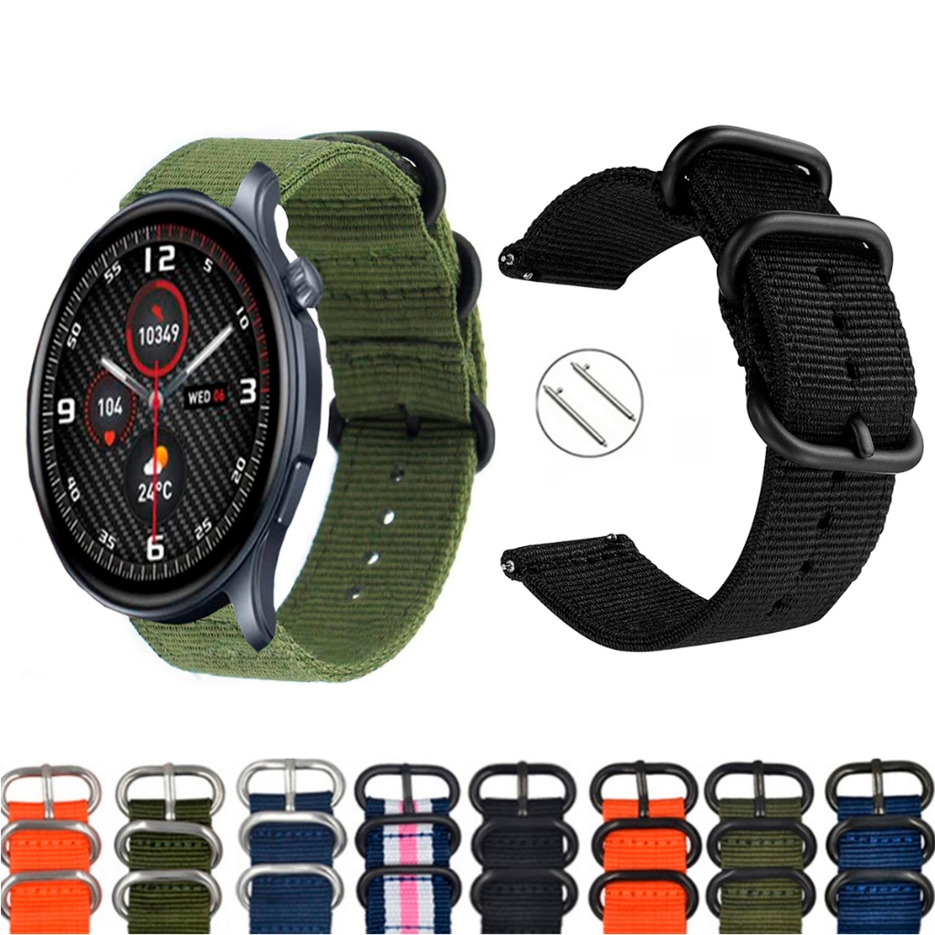 Pulseira 22mm Nylon Nato para Smartwatch Zeblaze Btalk 3 Pro de Engate Rapido