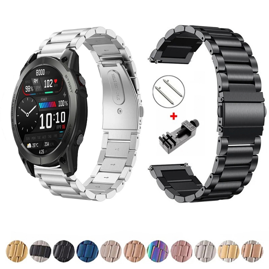 Pulseira de 22mm Metal Elos de aço inox para Smartwatch Zeblaze Stratos 3 PRO de Engate Rapido