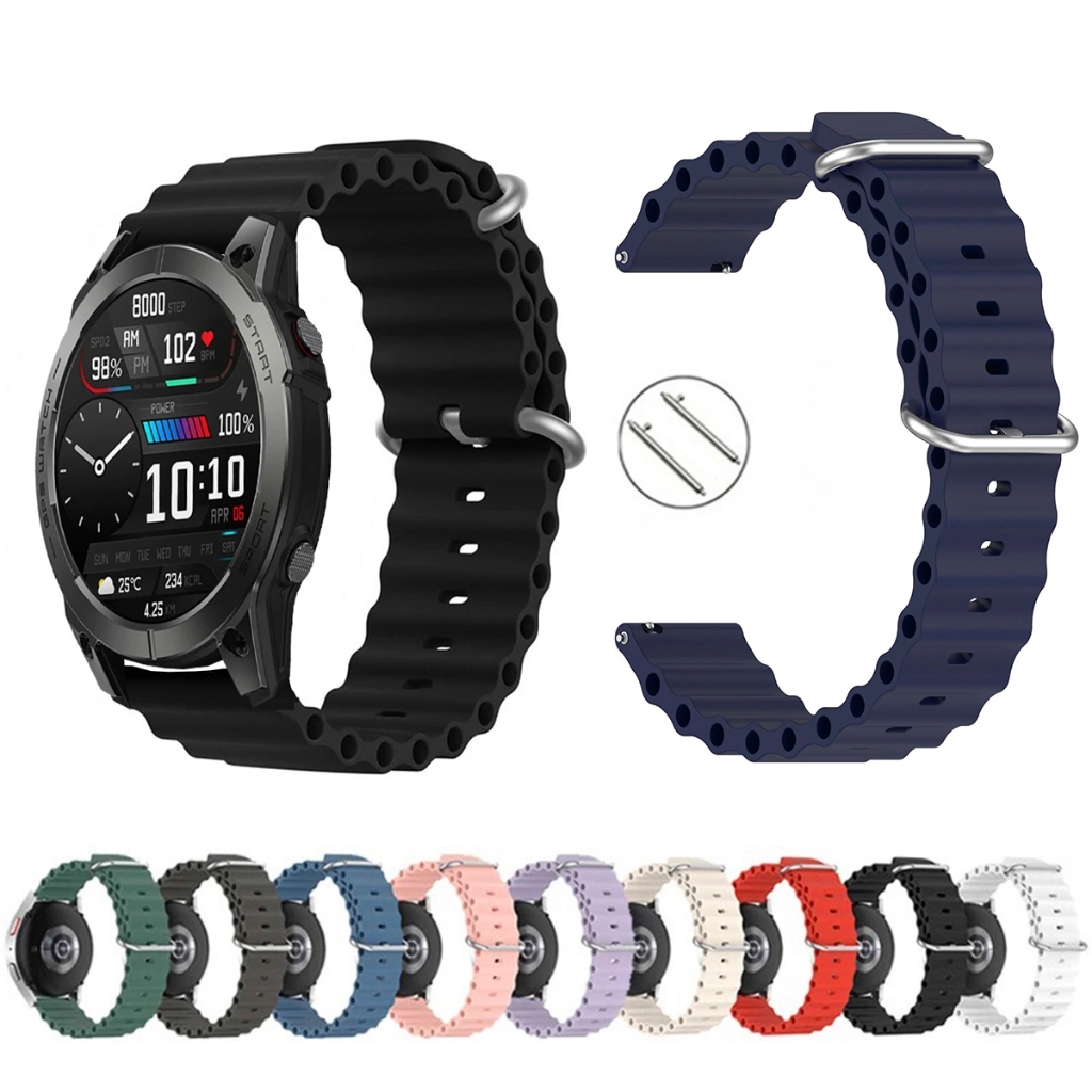 Pulseira 22mm Silicone Oceano para Smartwatch Zeblaze Stratos 3 PRO de Engate Rapido