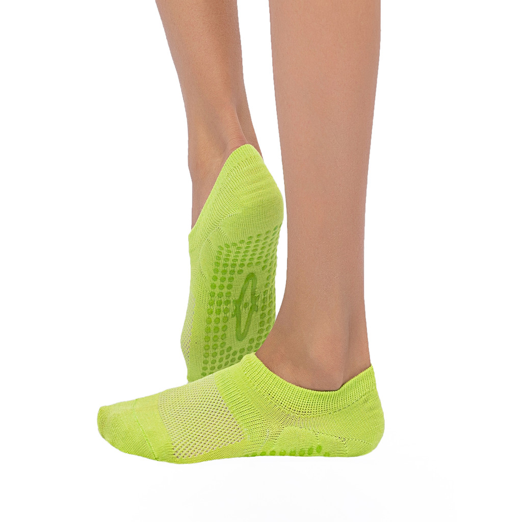 2 pares de linho de gelo cor sólida invisível meias de Yoga antiderrapante profissional feminino Pilates algodão respirá