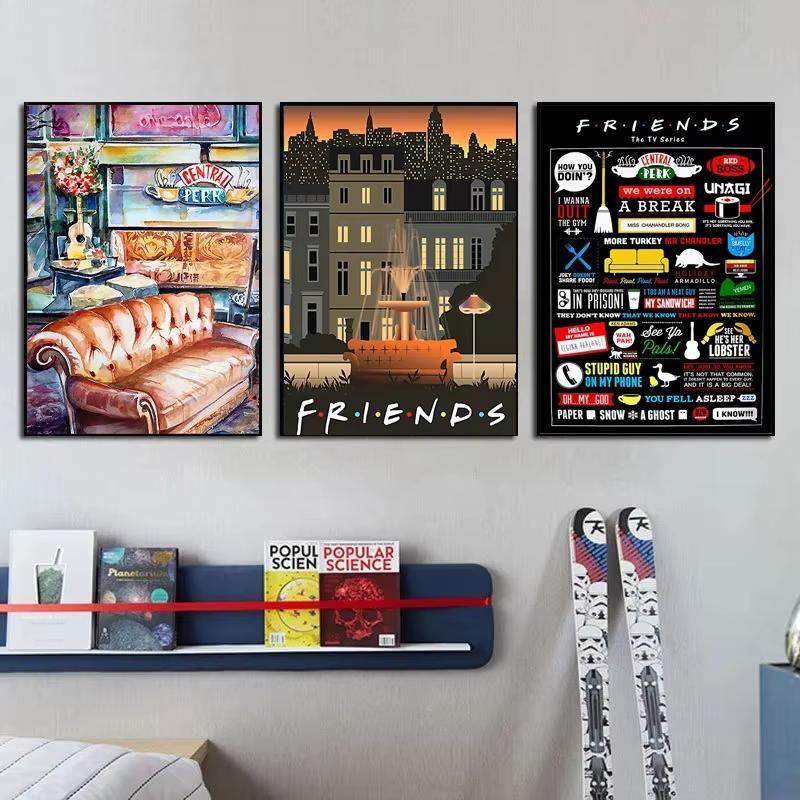 Quadros decorativos decoração geek sitcom Friends (3 peças)