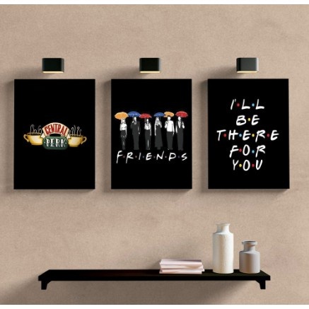 Kit 3 Quadros Decorativos Série Friends Netflix - ILL Be There For You - Mdf Decoração Interior