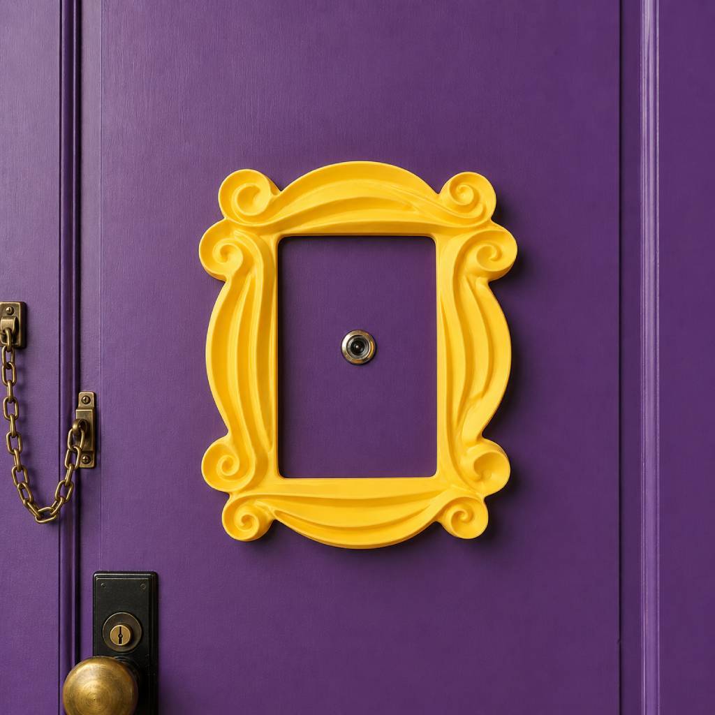 Moldura Decorativa Amarela Estilo Friends para Porta | Moldura Mágica para Olho Mágico | Decoração Geek