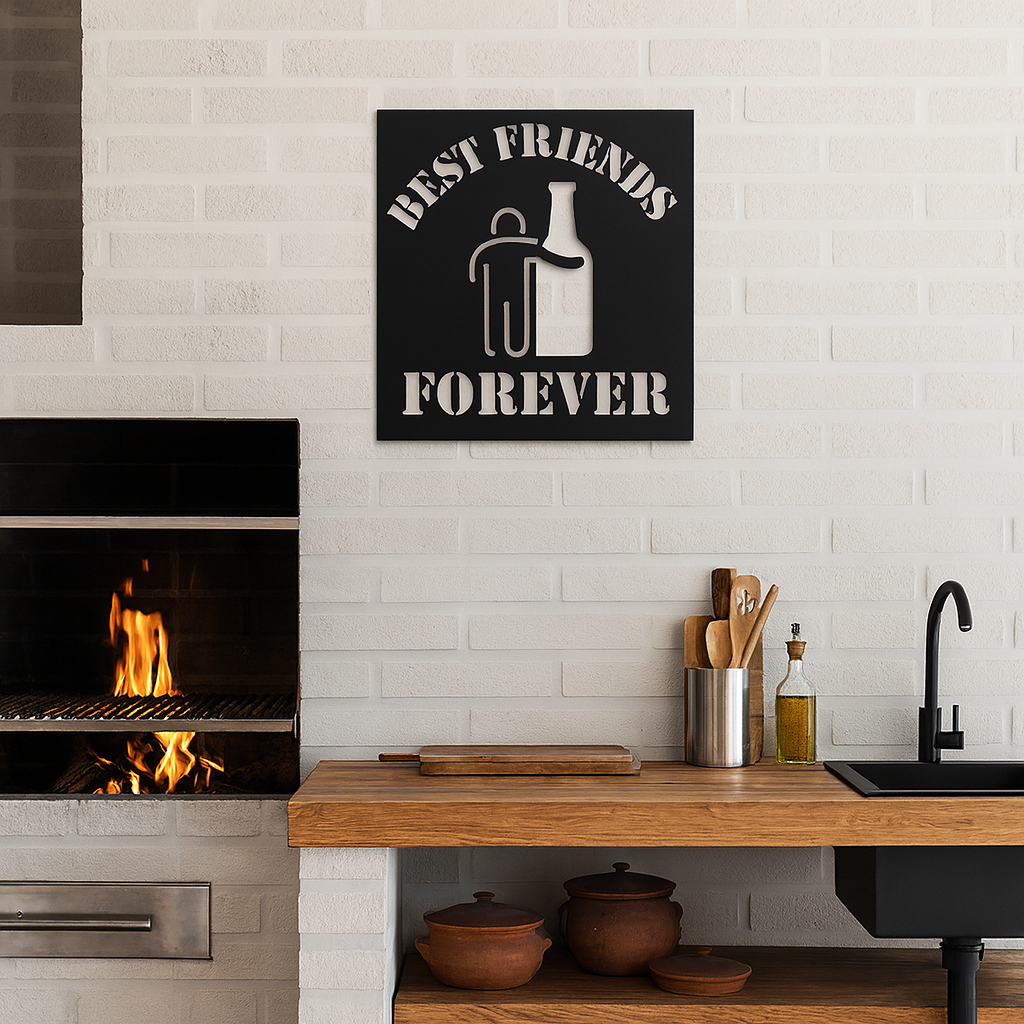 Placa Decorativa MDF Vazada Best Friends Forever – Estilo Industrial e Masculino