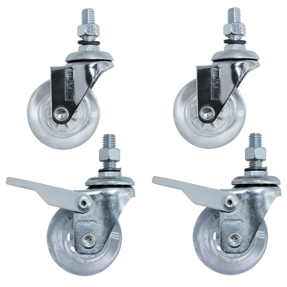Kit de Rodas em Gel Para Racks de Piso Furação de 10mm 3/8' - ACR0009