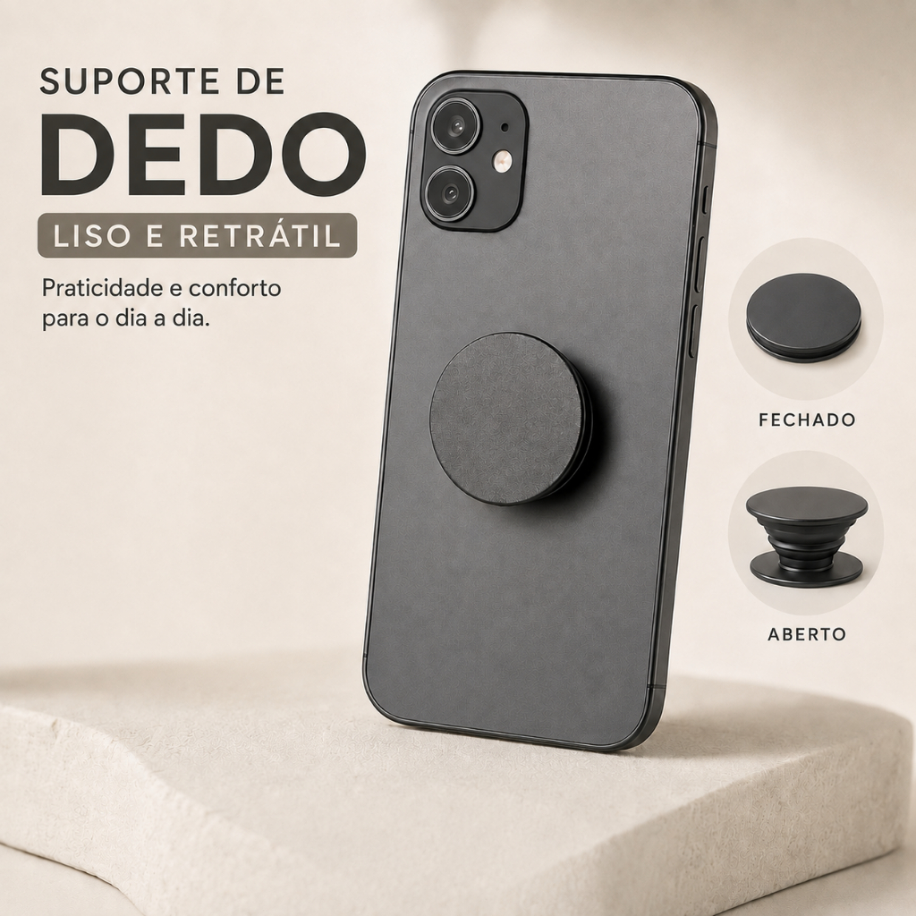 Suporte De Dedo Para Celular Liso Retrátil Anti Queda Pop Socket Universal Colorido
