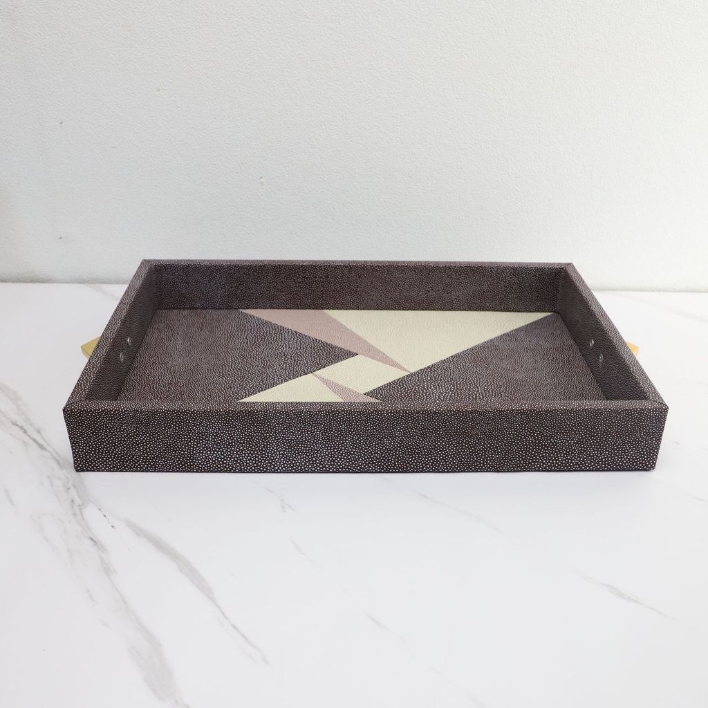 WYTM Chinese-style wooden and leather combination tray, sample room, office, tea room, living room, home decor, decorati