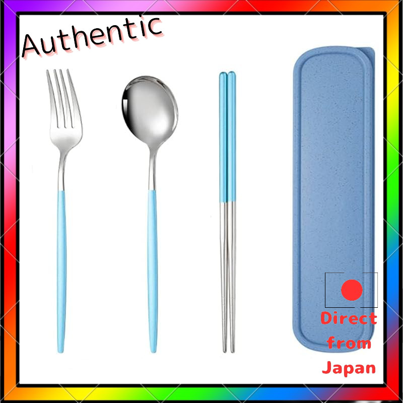 Cutlery set Stainless steel Hashi Fork Spoon 3-piece set with case Combination Outdoor Portable tableware set Sanita