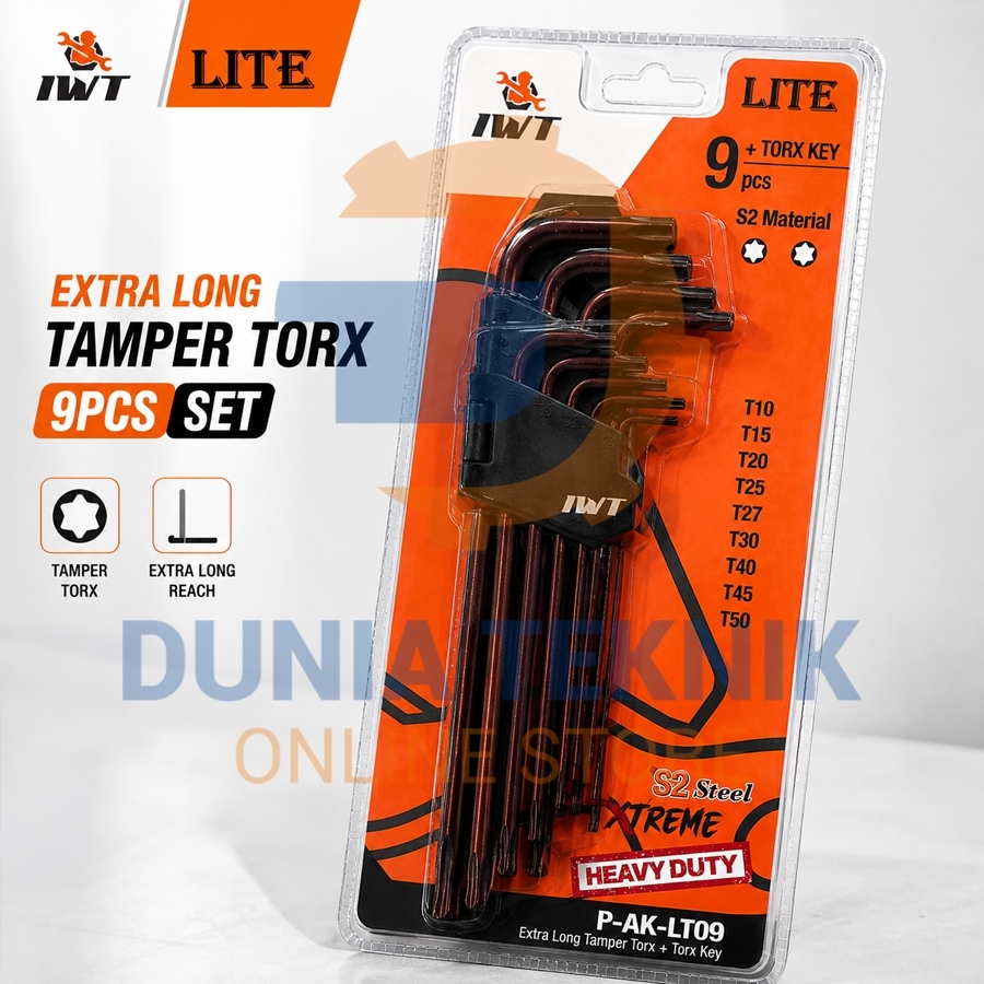Conjunto De Chaves IWT P-AK-LT09 L Star 9pcs Long S2 EXTREME Hole/9pcs Combination Key Set EXTRALONG TAMPER TORX LITE