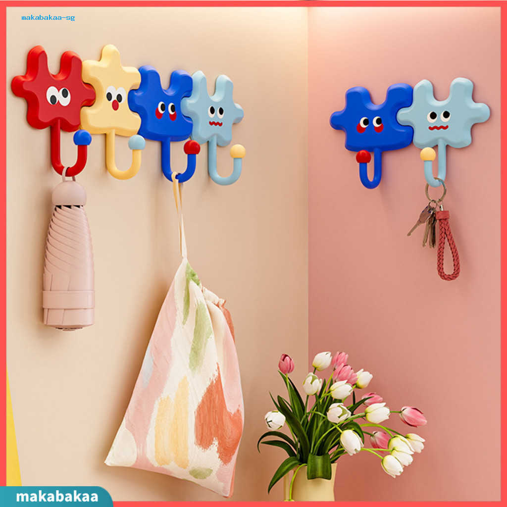 Combination Wall Hooks Puzzle Hook 4pcs Cartoon Piece Adhesive Waterproof Bathroom for Kids Room Bedroom Entrance – Fu