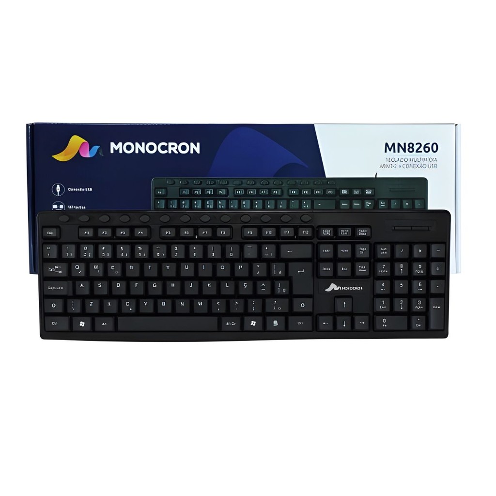 Teclado Multimdia Com Fio MN8260 Preto 1,5M Monocron