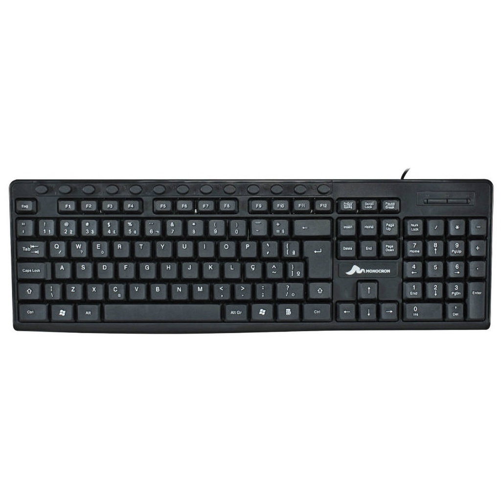 Teclado USB Padrão ABNT2 107 Teclas + 13 Teclas Multimídia Preto Monocron MN8260
