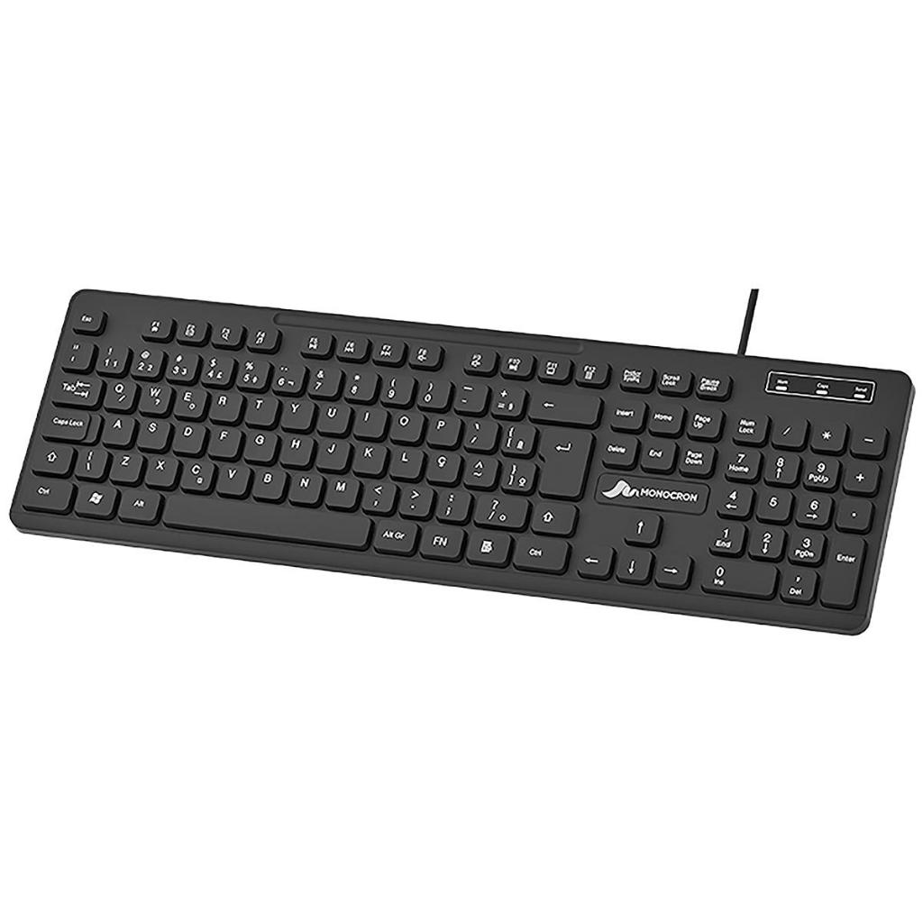 Teclado Slim Preto USB Padrão ABNT2 PT-BR 107 Teclas Monocron MN8269