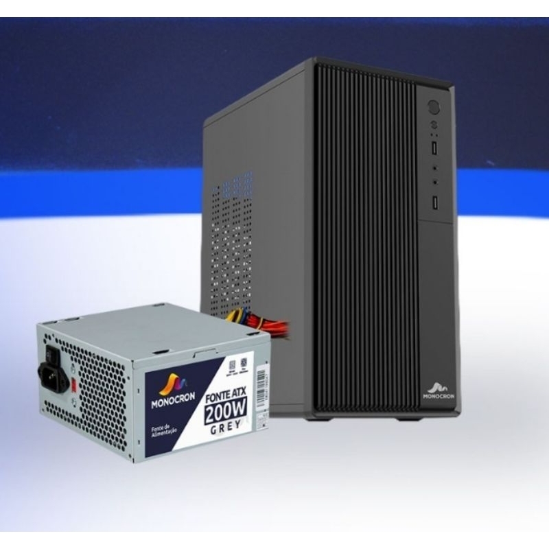 kit gabinete monocron MN168 + fonte office GREY 200w BARATO!