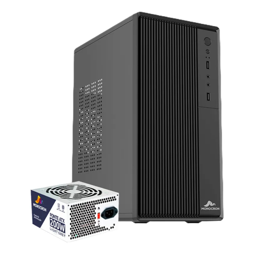 Gabinete Office Mn168 + Fonte Office Grey 200w Monocron