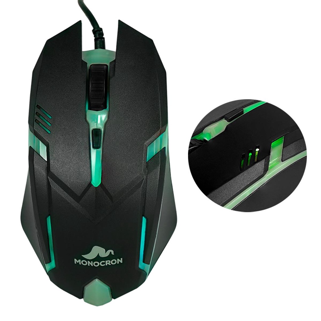 Mouse com Cabo USB Monocron MN809D Preto 1.000dpi