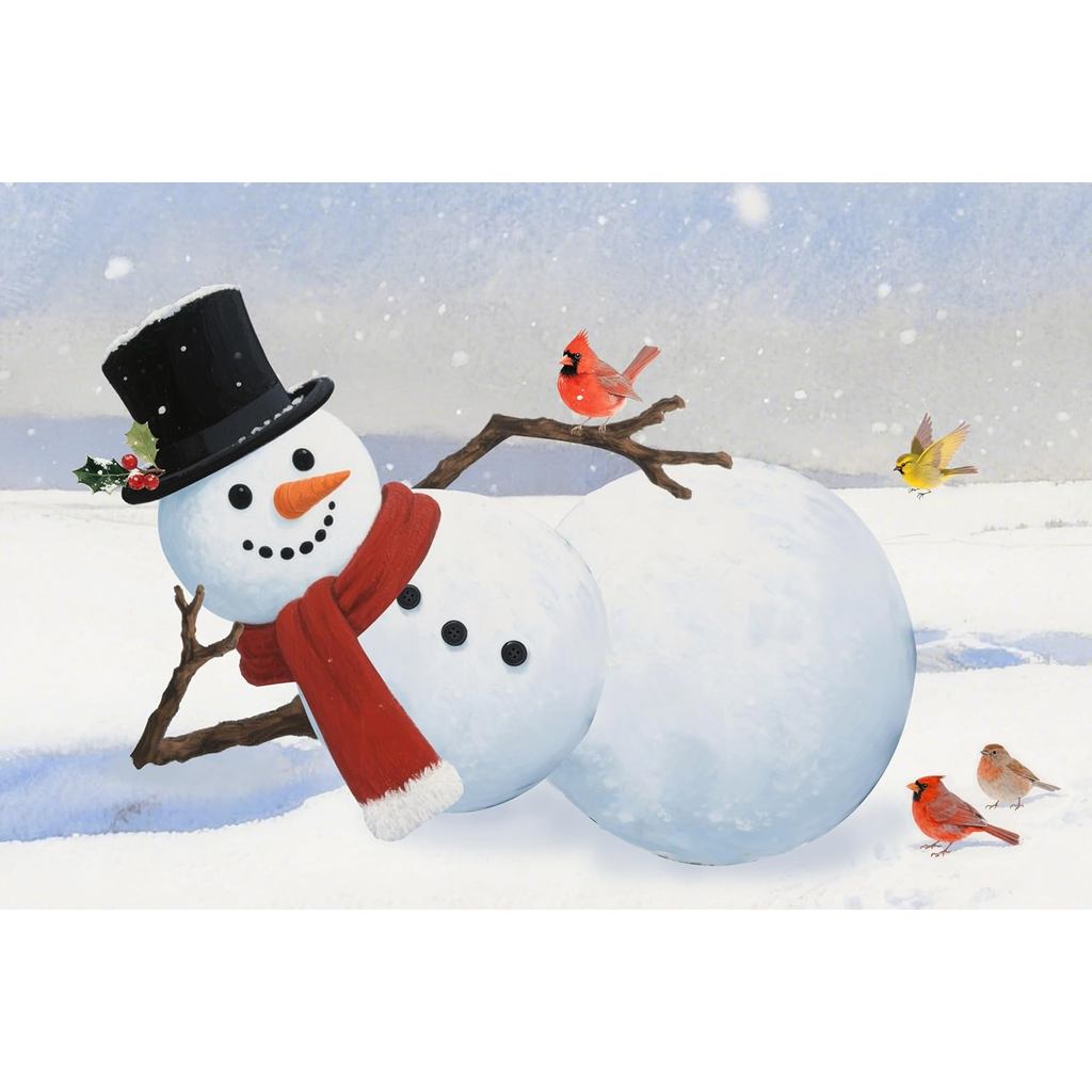 Winter Funny Snowman with Hat Scarf Snowflake Christmas Xmas Holiday Seasonal 3x5 Feet Flag, Polyester Double Stitched w