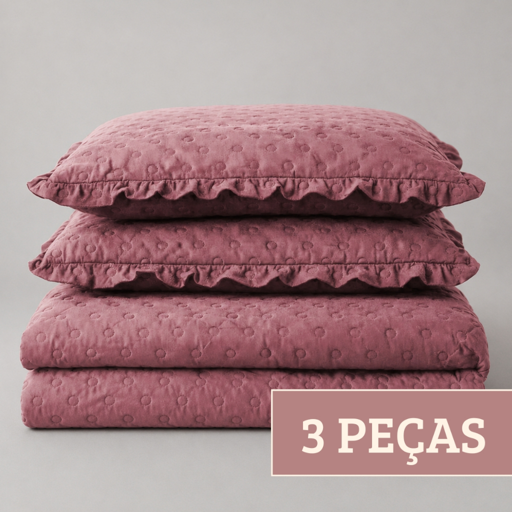 Kit 3 Peças Cobre Leito Balle Dots King com Porta Travesseiros 400 Fios Toque Extra Suave