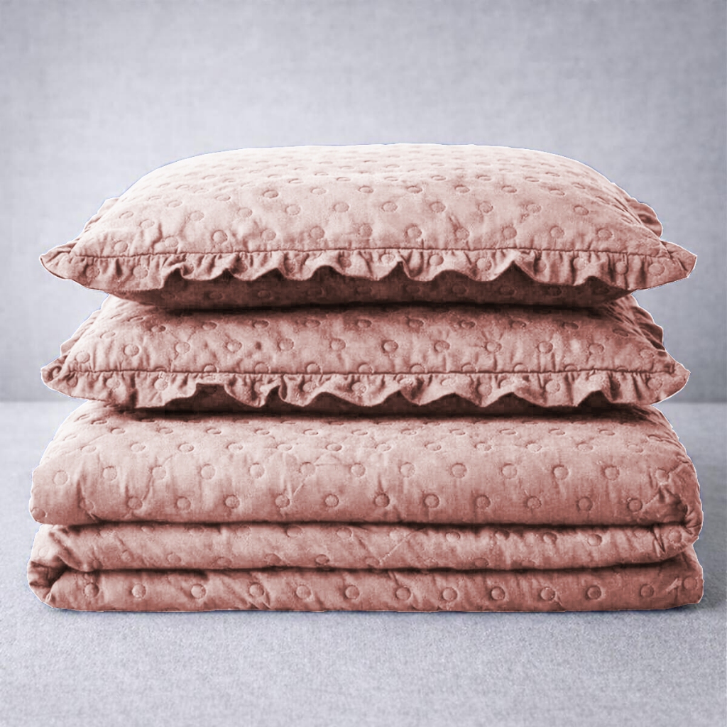 Cobre Leito King Balle Matelado 3 Peças Porta Travesseiros Babado Premium