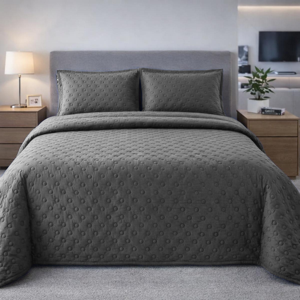 Cobre Leito Queen Balle Matelado 3 Peças Porta Travesseiros Babado Premium