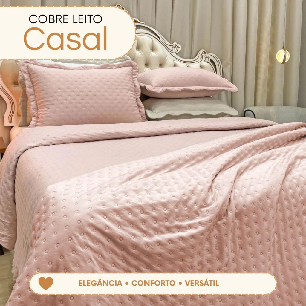 Kit Cobre Leito Colcha Casal 5 Peças Balle com Porta Travesseiros Matelassê Dupla Face Jogo de Cama Luxo