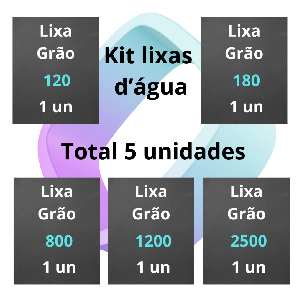 Lixa 120 180 800 1200 2500 kit 1 2 ou 3 folhas de cada Grão Polimento Farol Fibra Plásticos Metal