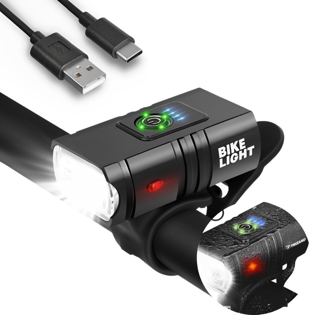 Lanterna Farol De Bike 2 Led Cree T6 800 lumens Recarregável Usb Com Medidor