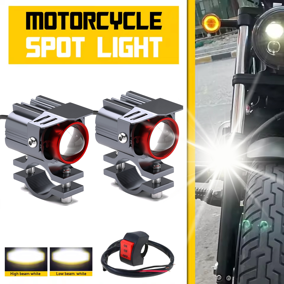 Heyword LED Lights para Motos e Caminhões - Dupla Cor, Mini Faróis de Condução, 500-800 Lúmens, Com Fiação, Compatível