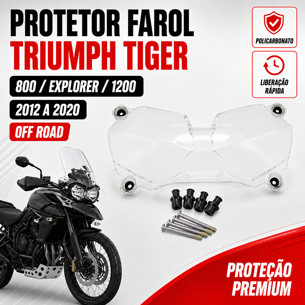 Protetor Farol Triumph Tiger 800 1200 Explorer XR XRx XCx XCa XRt Off Road Policarbonato