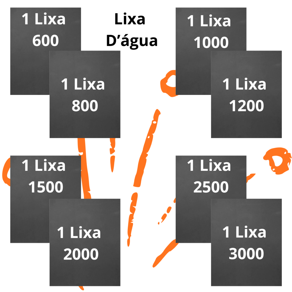 Lixa d'água 600 800 1000 1200 1500 2000 2500 3000 kit 1 ou 2 folhas cada Polir Farol Plástico Metal