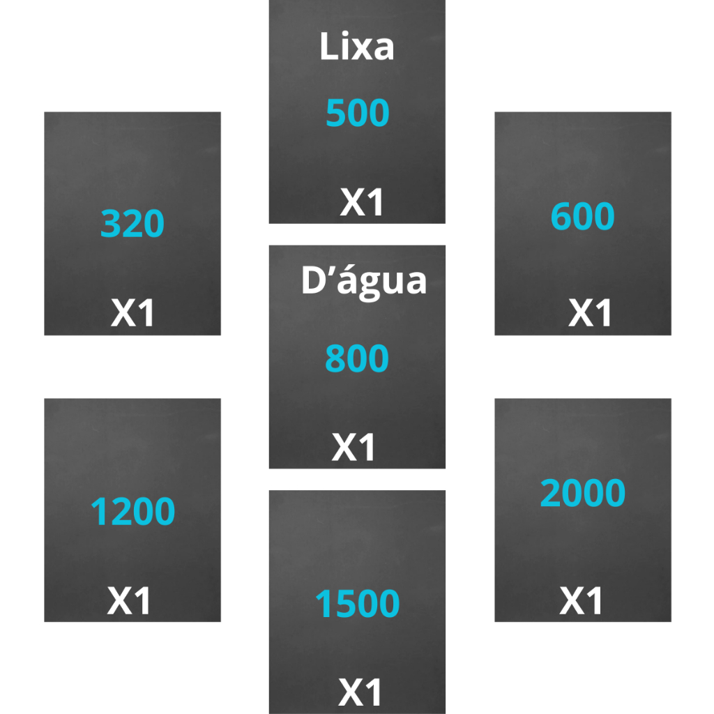 Lixa 320 500 600 800 1200 1500 2000 Kit 1 2 ou 5 Folhas cada Polimento Lixar Farol Plásticos Metal