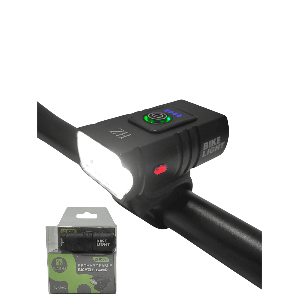 Farol de Bicicleta Lanterna de Aluminio LED T6 Duplo 800 Lumens USB Regarregavel - 6 Modos