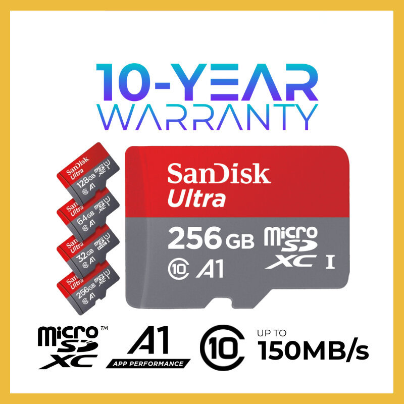 SANDISK Cartão Micro Sd Ultra 128GB/256GB/512GB/1TB/2TB [150 Mb/s] Class10 A1 U1 UHS I Inserção Genuína Telefone CCTV