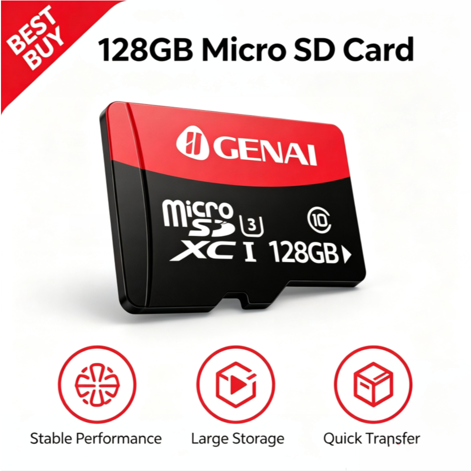 Genai Micro SD 64GB 128GB Cartão De Memória Class10 U3 microSDXC flash Original Pronto Entrega