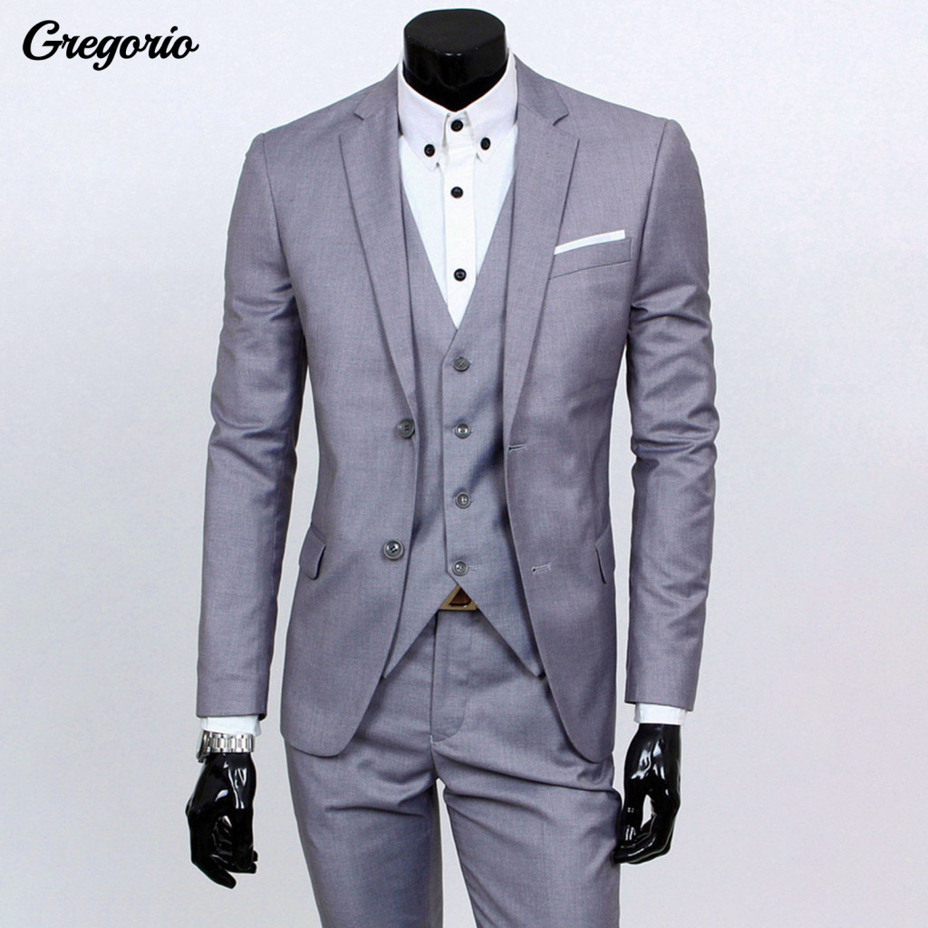 3-piece Suit with Lapels Men 3pcs Slim Fit Set – Formal Wedding Tuxedo Jacket Vest Pants Solid Color Business Outfit f