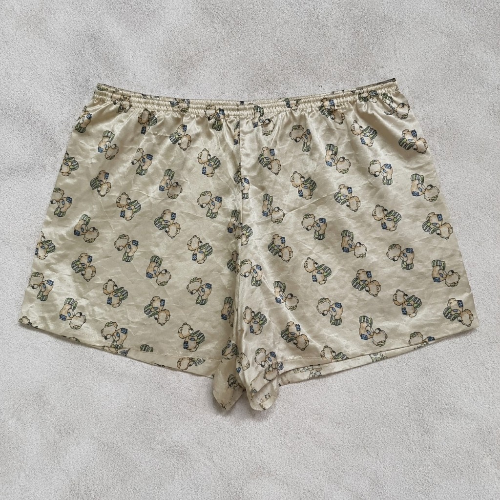 shorts pijama acetinado estampado ursinhos