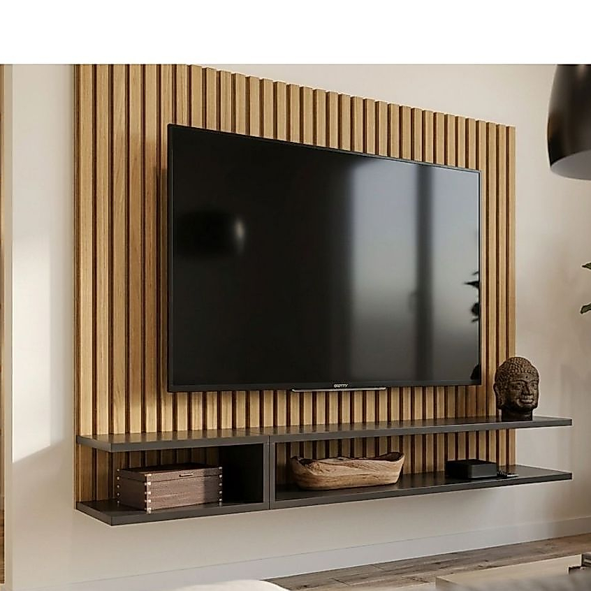 Painel Pra Tv Home Até 50 Polegadas Smart Plus Ripado 3D Elegance