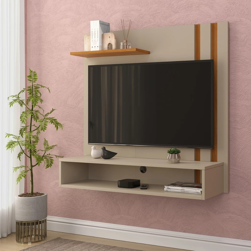 painel de tv light suspenso cores variadas 32 polegadas ideal pra quarto e sala com prateleira